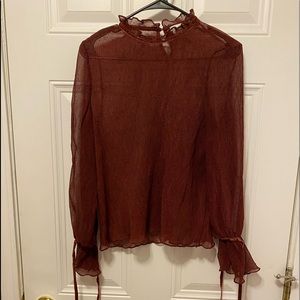 Long sleeve mesh blouse